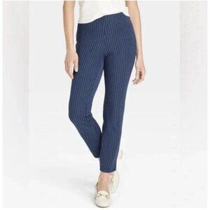 A New Day Women's Navy Stripe High Rise Fitted Hip & Thigh Skinny Ankle Pants